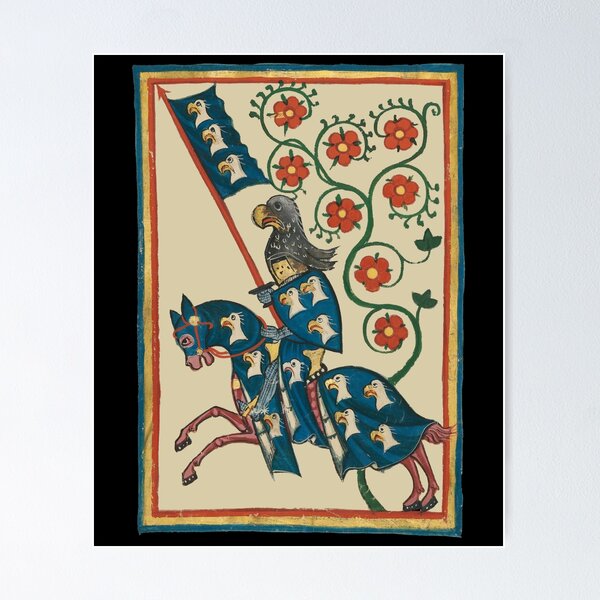Item preview, Knight With Eagle Heraldry, 14th Century Medieval Art designed and sold by Cat Lady Designs.