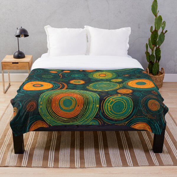 Item preview, Armonía orbital: círculos concéntricos abstractos de color verde y naranja designed and sold by AbstractIdeas.