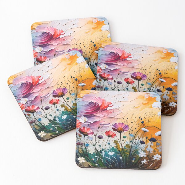 Item preview, Wildflower painting, vibrant colors, floral wall art, pink flowers,  designed and sold by karinasalwaszka.
