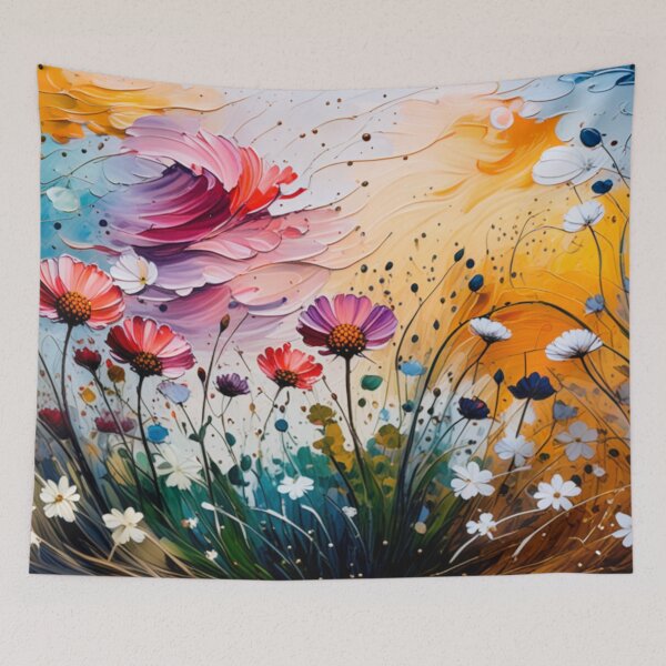 Item preview, Wildflower painting, vibrant colors, floral wall art, pink flowers,  designed and sold by karinasalwaszka.