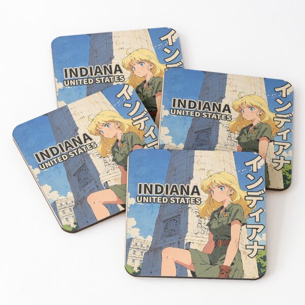 Item preview, Indiana United States Pretty Anime Girl 80s Retro Aesthetic Vintage Cultural Travel  designed and sold by onlyanimevibes.