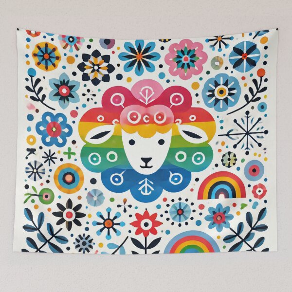 Item preview, Scandinavian Folk Art Rainbow Animals - Sheep by heidiannemorris designed and sold by FOLK ART FUSION by heidiannemorris.
