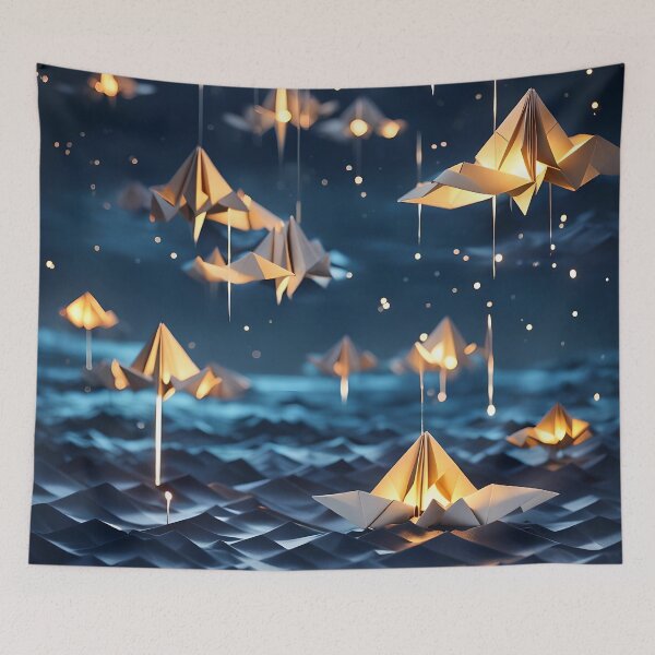 Item preview, Origami Art - Oceanic Illumination: Lanterns Dancing on the Waves designed and sold by ArtfulFolds.