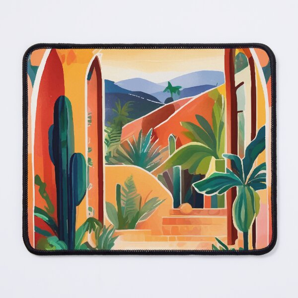 Item preview, Colorful Mexican landscape, cactus garden designed and sold by PalmitoDecor.