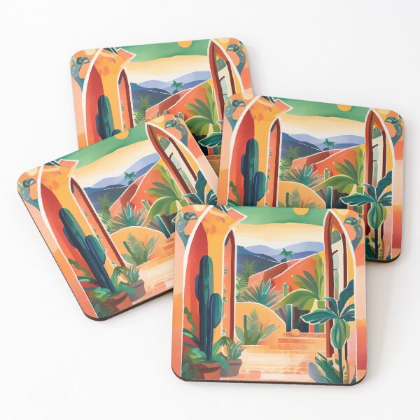 Item preview, Colorful Mexican landscape, cactus garden designed and sold by PalmitoDecor.