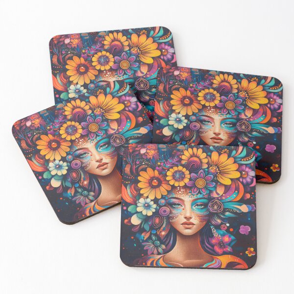 Item preview, Enchanting portrait of a Woman with Vibrant Flowers  designed and sold by MargaretWiktor.