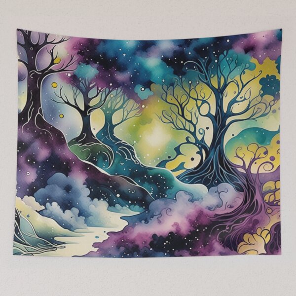 Item preview, Mystic fantasy forest, nature, vibrant woods, colorful forest, designed and sold by karinasalwaszka.