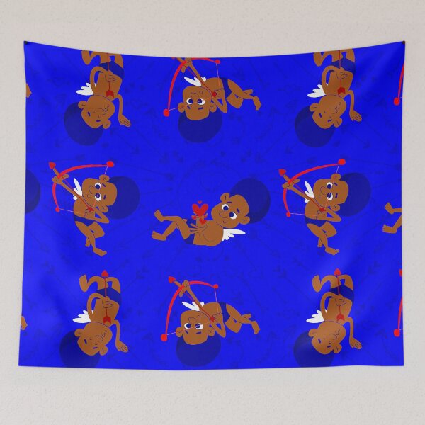 Item preview, afro angel black cupid african cherub blue valentines  designed and sold by Gossip Rag.