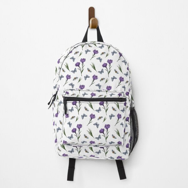 Item preview, Purple Crocuses with Butterflies | Bright Floral Art designed and sold by Elatedowl.