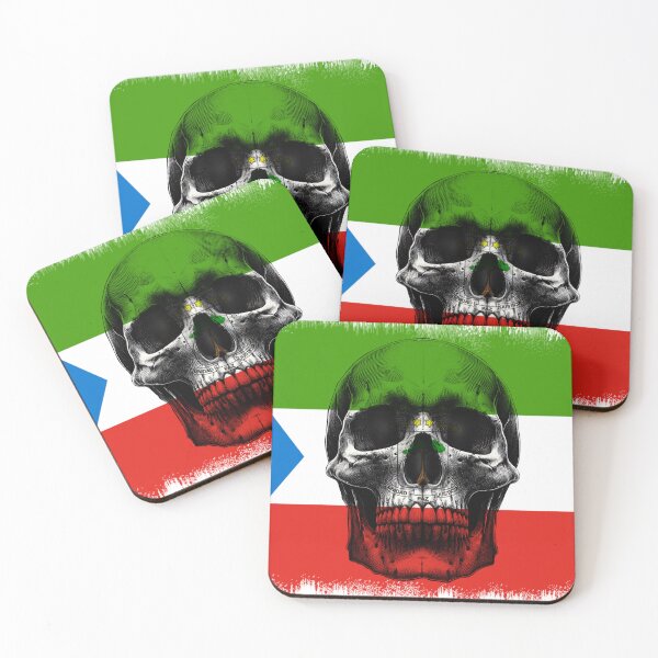 Item preview, EQUATORIAL GUINEA SKULL FLAG NATION RAREART COUNTRY HALLOWEEN #ogirdor designed and sold by ogirdorgraphics.