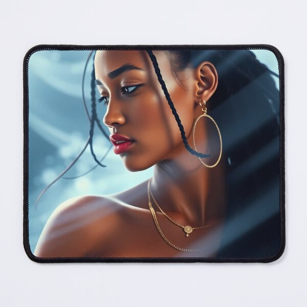 Item preview, Hyperrealistic Portrait in Motion - Ethereal Woman with Geometric Attire designed and sold by Arts Unlimited.