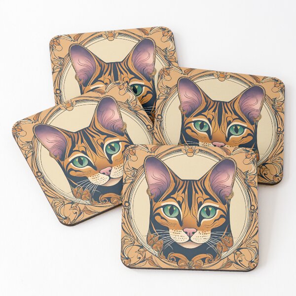 Item preview, Art Nouveau of Bengal or Bengal cat designed and sold by LumiLemon.