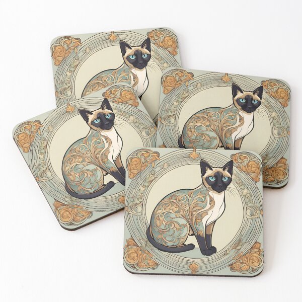 Item preview, Art Nouveau Siamese Cat Sitting designed and sold by LumiLemon.