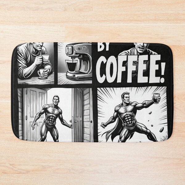 Item preview, Caffeine-Powered Superhero Comic Design designed and sold by ai1art.