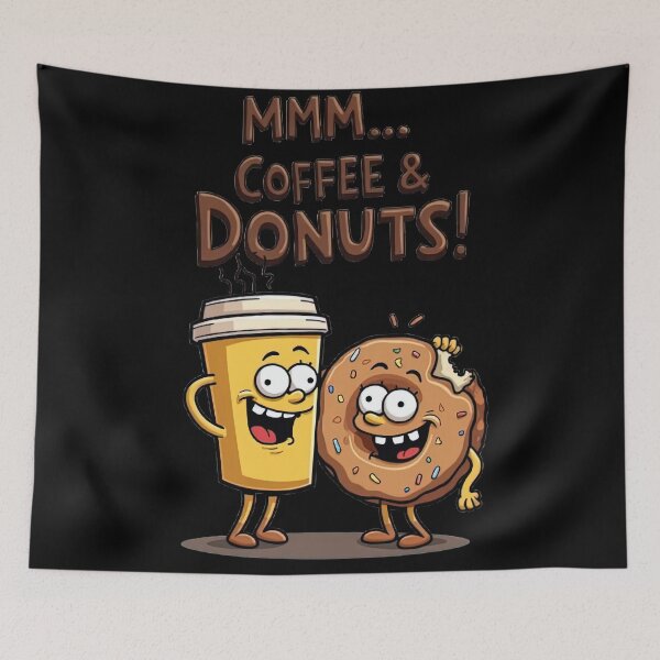 Item preview, Mmm... Coffee & Donuts - Cartoon Style designed and sold by ai1art.