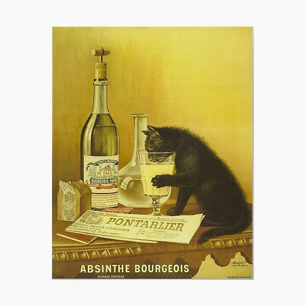 Item preview, Vintage Retro French Poster "Absinthe Bourgeois" Black Cat designed and sold by Martstore.