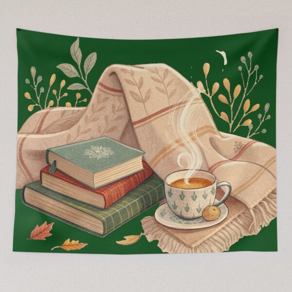 Item preview, Curl Up With A Book, Illustration Of A Blanket, Book, And Cup Of Tea. designed and sold by PixelStoneDesign .