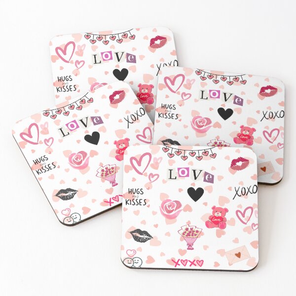 Item preview, Love Hugs Kisses Flowers Hearts Collage Canvas designed and sold by FroggyFly Designs.