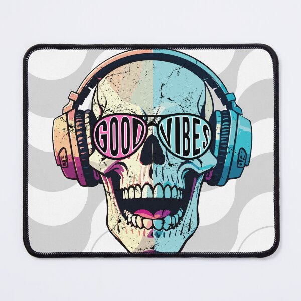 Item preview, Good Vibes Only - Happy Skull Vibing with Headphones designed and sold by erkabees.
