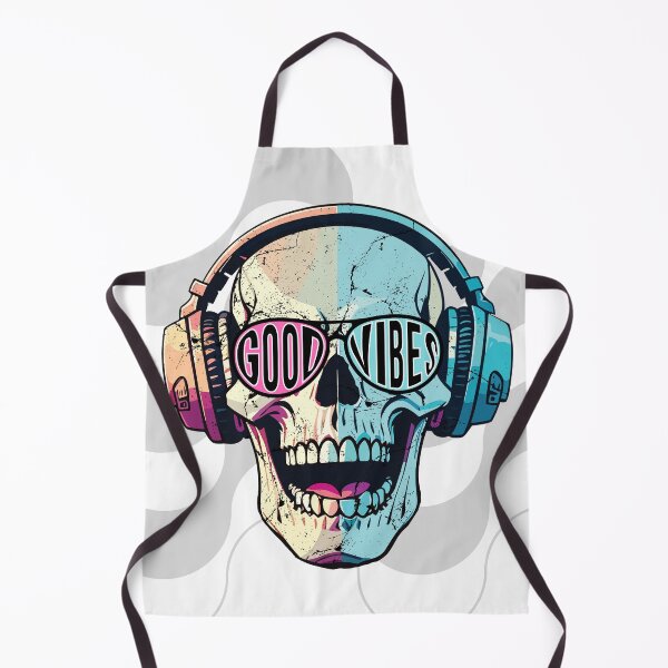 Item preview, Good Vibes Only - Happy Skull Vibing with Headphones designed and sold by erkabees.