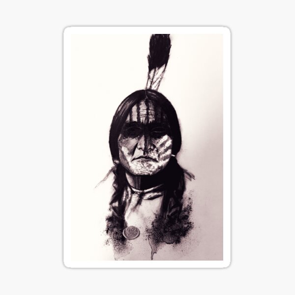 Item preview, Native American Abstract Charcoal Portrait Drawing designed and sold by Sascha  Schürz.
