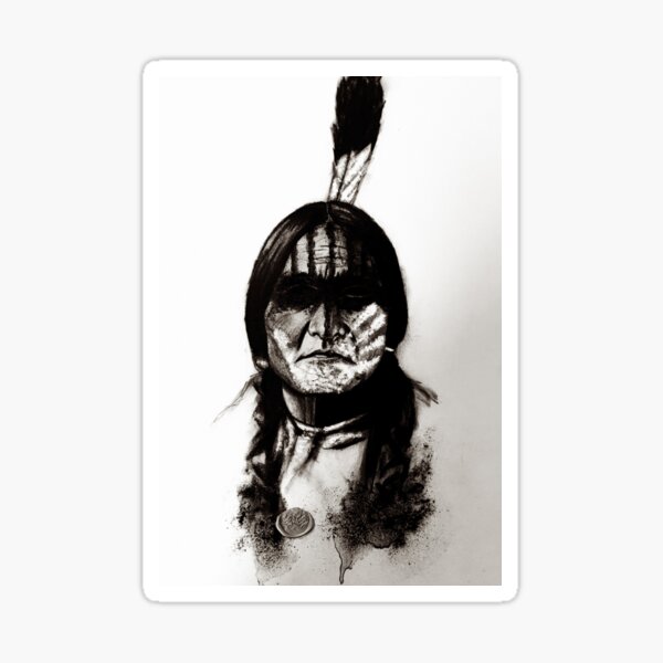 Item preview, Native American Abstract Charcoal Portrait Drawing designed and sold by Sascha  Schürz.