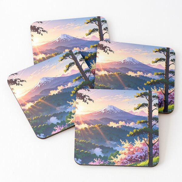 Item preview, beautiful spring landscape with mountains anime style designed and sold by Landscape-Anime.