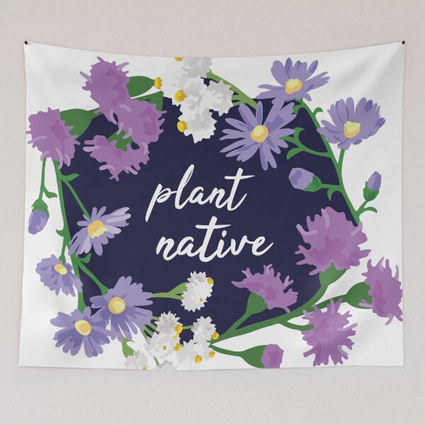 Item preview, Plant Native Flowers Blue Background designed and sold by ShannonSArtwork.
