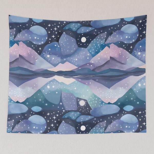 Item preview, Abstract Celestial Lake Reflection - Watercolor Art designed and sold by Traloch O'Laoi.