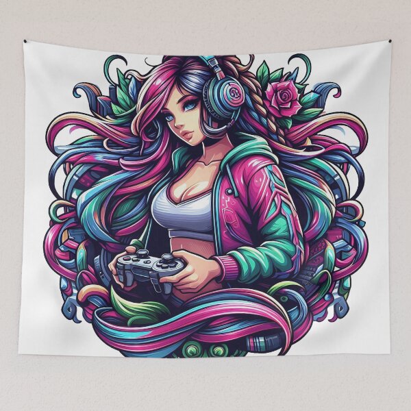 Item preview, Anime/Manga style, Woman with controller, Gamepad, We love video games designed and sold by Salimgor Hangaround Music.