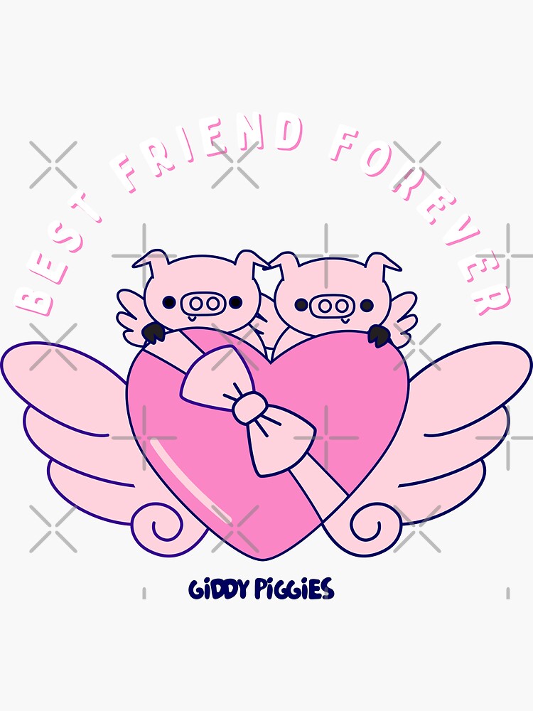 Thumbnail 3 of 3, Sticker, Giddy Piggies Best Friend Forever designed and sold by loopcreations.