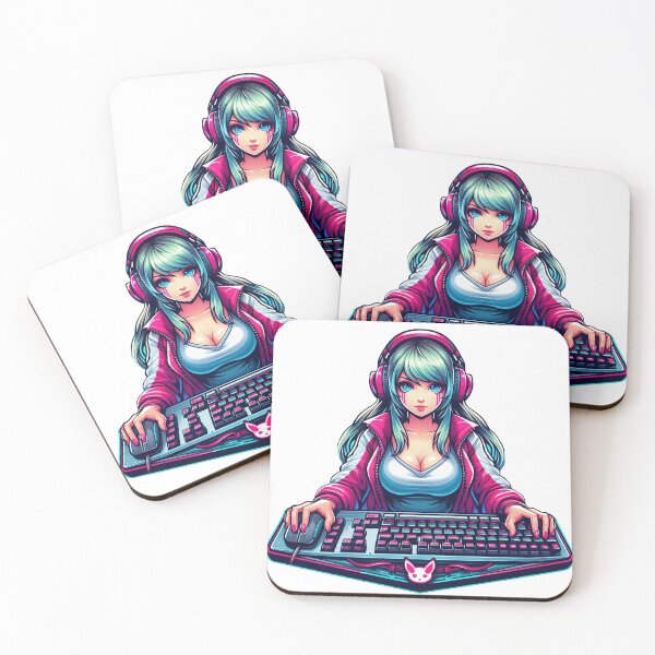 Item preview, Anime/Manga style, Woman with keyboard and mouse, We love video games 2 designed and sold by Salimgor Hangaround Music.