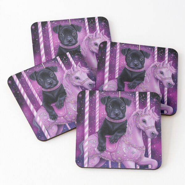 Item preview,  A Black Staffy Puppy Riding The Carousel Of Dreams designed and sold by Nocturne  Paws.