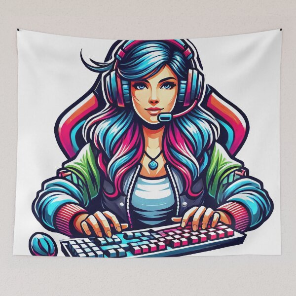 Item preview, Woman with keyboard and mouse, We love video games 3 designed and sold by Salimgor Hangaround Music.