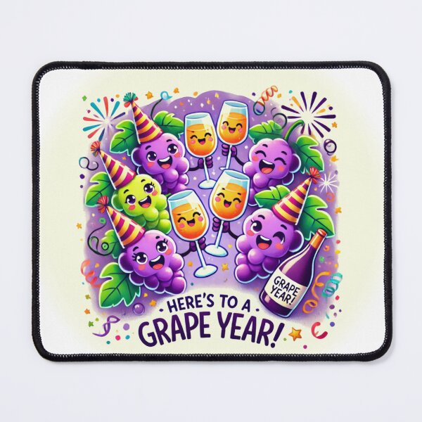 Aperçu de l'œuvre Voici une année de raisin - Jeu de mots amusant sur le vin, joli cadeau de Nouvel An et de célébration créée et vendue par LilMessyKitchen.