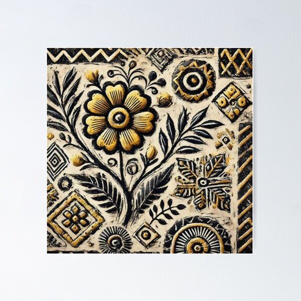 Item preview, Patrón floral de tela de barro de Bogolan designed and sold by Shs-Kenya.