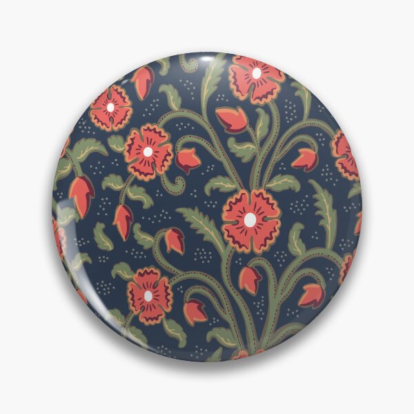 Item preview, Flowers - red-green botanical arabesque with dots designed and sold by colorofmagic.