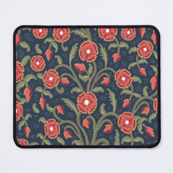 Item preview, Flowers - red-green botanical arabesque with dots designed and sold by colorofmagic.