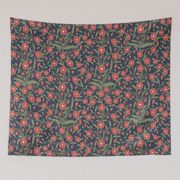 Item preview, Flowers - red-green botanical arabesque with dots designed and sold by colorofmagic.