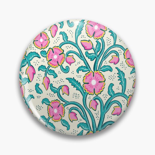 Item preview, Flowers - pink-green botanical arabesque with dots designed and sold by colorofmagic.