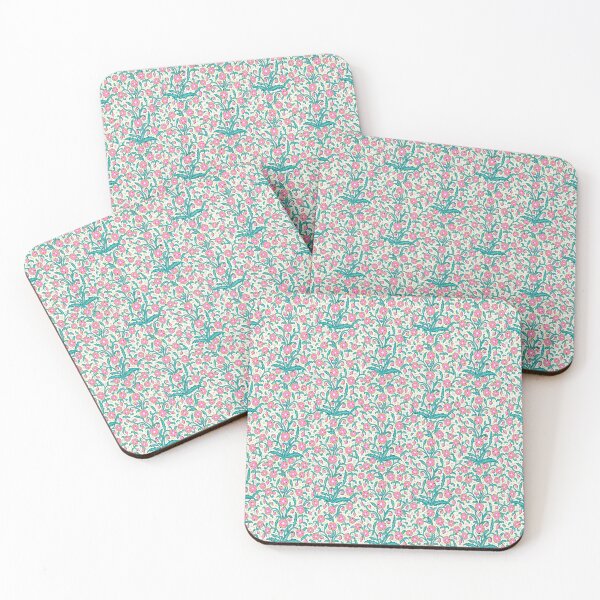 Item preview, Flowers - pink-green botanical arabesque with dots designed and sold by colorofmagic.