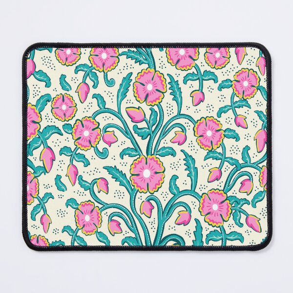 Item preview, Flowers - pink-green botanical arabesque with dots designed and sold by colorofmagic.