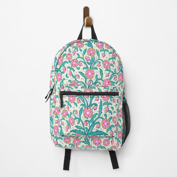 Item preview, Flowers - pink-green botanical arabesque with dots designed and sold by colorofmagic.