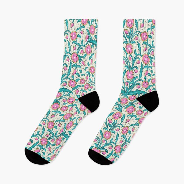 Item preview, Flowers - pink-green botanical arabesque with dots designed and sold by colorofmagic.