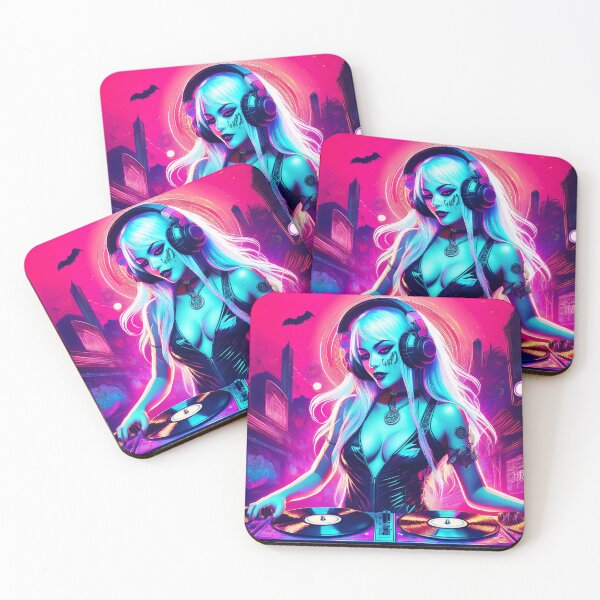 Artikelvorschau, Göttin, weiblicher Vampir, DJ, Synthwave-Stil entworfen und verkauft von Boxing Kangaroo Retail Company.