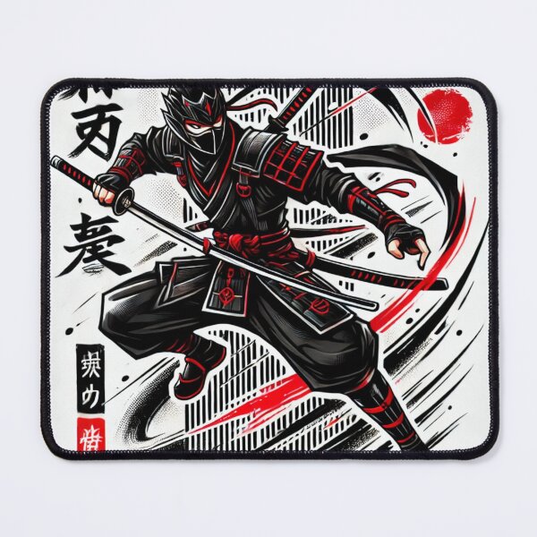 Item preview, "Dynamic Ninja Illustration with Bold Calligraphy" designed and sold by ForFamily1120.