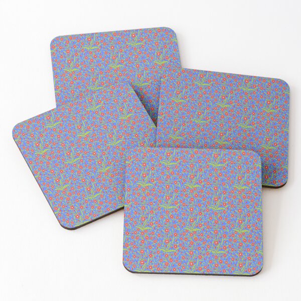 Item preview, Flowers - red-blue botanical arabesque with dots designed and sold by colorofmagic.