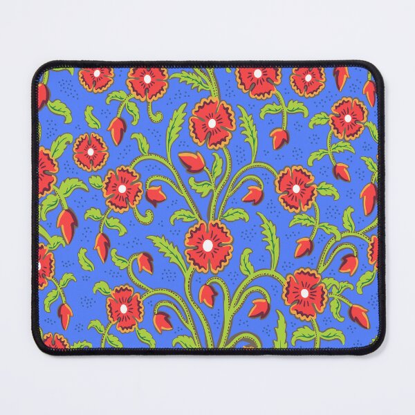 Item preview, Flowers - red-blue botanical arabesque with dots designed and sold by colorofmagic.