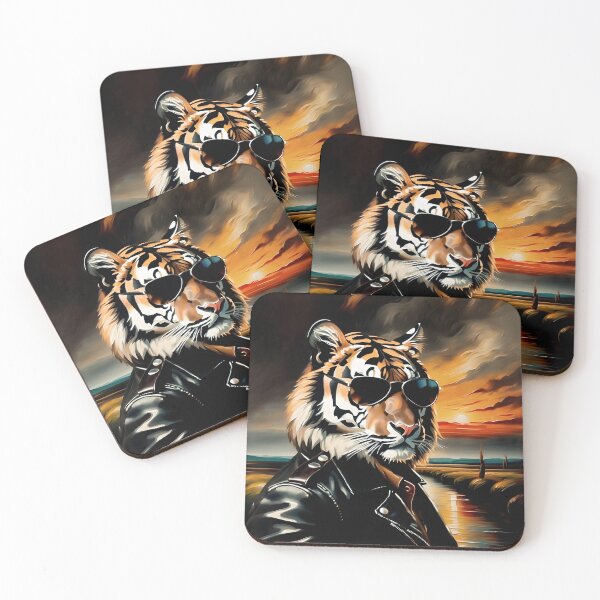 Item preview, Vintage Animal Art: Tiger Stud with Sunglasses Portrait | Animal Art | Oil Painting | Animal Portrait designed and sold by UnhingedBird.