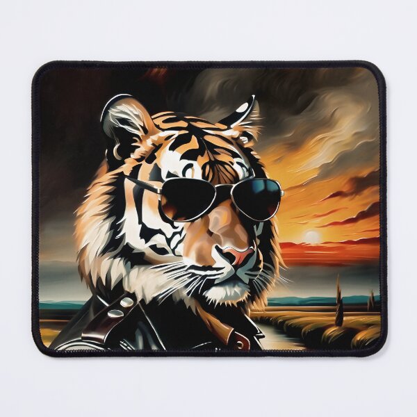 Item preview, Vintage Animal Art: Tiger Stud with Sunglasses Portrait | Animal Art | Oil Painting | Animal Portrait designed and sold by UnhingedBird.